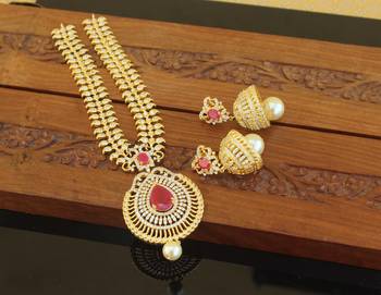 Designer gold plated cz necklace set 3