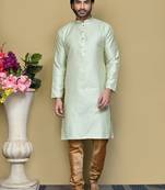 Pista woven art silk kurta pajama