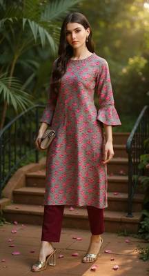 women grey cotton ethnic motifs printed straight kurta 4