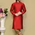 Red woven art silk kurta pajama