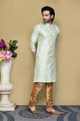 Pista woven art silk kurta pajama 4