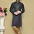 Black woven art silk kurta pajama