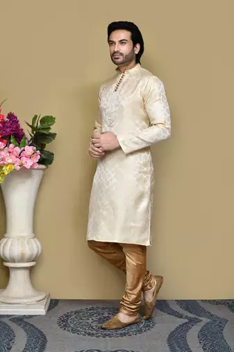 Biscute woven art silk kurta pajama