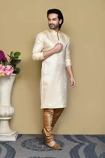 Biscute woven art silk kurta pajama