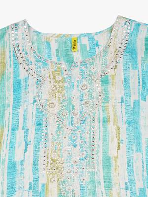 women blue viscose rayon abstract embroidered straight kurta 2