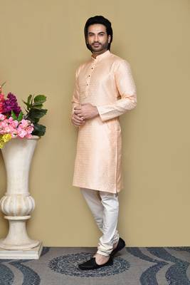 Biscute woven art silk kurta pajama 2