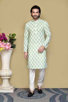Pista printed cotton kurta pajama 1