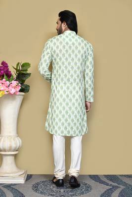 Pista printed cotton kurta pajama 3