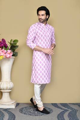 Onion printed cotton kurta pajama 4