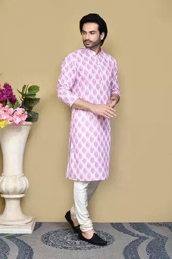 Onion printed cotton kurta pajama