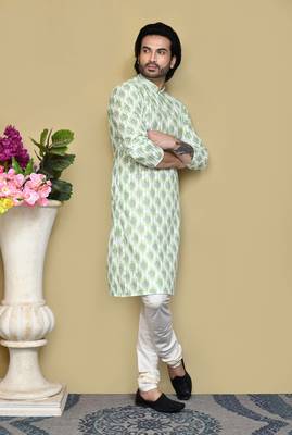 Pista printed cotton kurta pajama 4