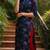 women navy blue rayon blend floral printed straight kurta