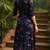 women navy blue rayon blend floral printed straight kurta