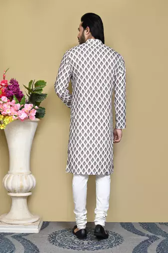 Multicolour printed rayon & cotton kurta pajama