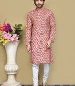 Multicolour printed rayon & cotton kurta pajama