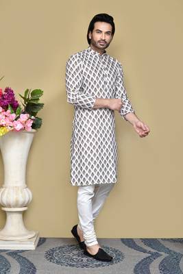 Multicolour printed rayon & cotton kurta pajama 4