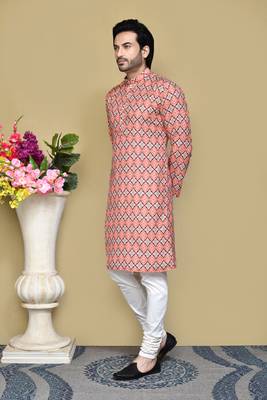 Multicolour printed rayon & cotton kurta pajama 2