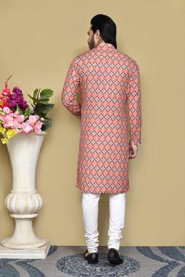 Multicolour printed rayon & cotton kurta pajama 3