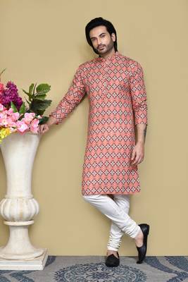 Multicolour printed rayon & cotton kurta pajama 4