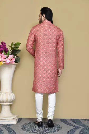 Multicolour printed rayon & cotton kurta pajama