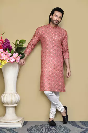 Multicolour printed rayon & cotton kurta pajama