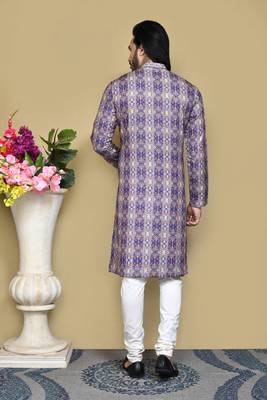 Multicolour printed rayon & cotton kurta pajama 3