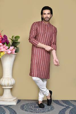 Multicolour printed rayon & cotton kurta pajama 4
