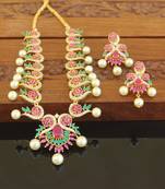 Designer gold plated cz necklace set