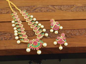 Designer gold plated cz necklace set 2