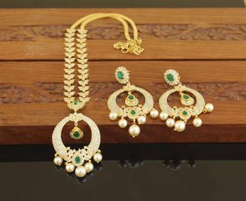Designer gold plated cz necklace set 1