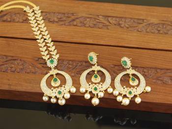 Designer gold plated cz necklace set 2