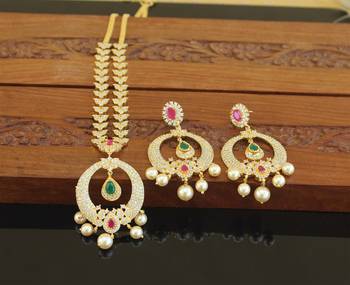 Designer gold plated cz necklace set 1