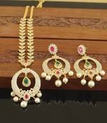 Designer gold plated cz necklace set
