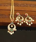 Designer gold plated cz necklace set