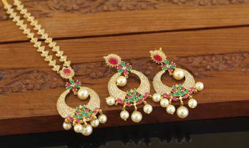 Designer gold plated cz necklace set 2