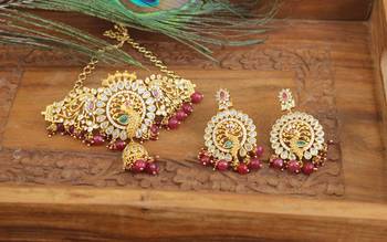 Designer matte finish cz peacock neckace set 1