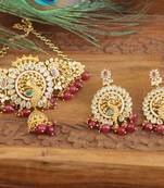 Designer matte finish cz peacock neckace set