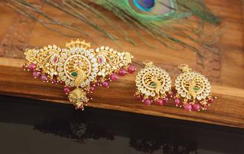 Designer matte finish cz peacock neckace set 2