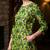 women green cotton floral printed a-line kurta