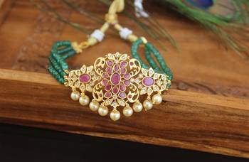 Designer gold plated beads necklace 1
