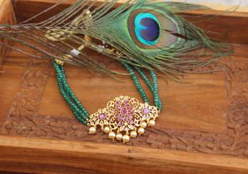 Designer gold plated beads necklace 2