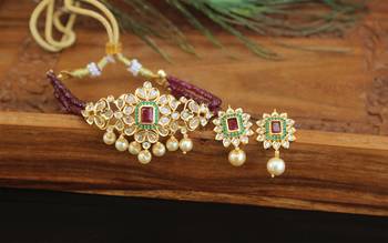 Designer gold plated beads necklace set 1