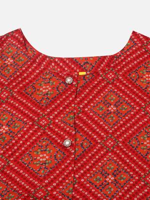 women red cotton bandhani printed a-line kurta 5
