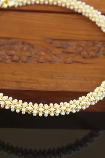 Designer gold plated pearl necklace