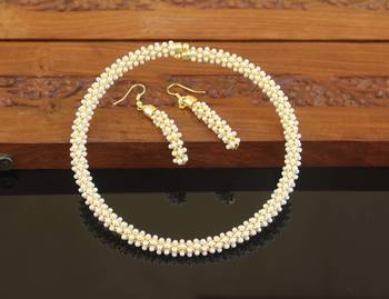 Designer gold plated pearl necklace set 1