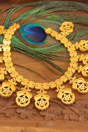 Designer matte finish cz peacock neckace