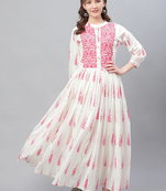 women white cotton floral printed a-line kurta