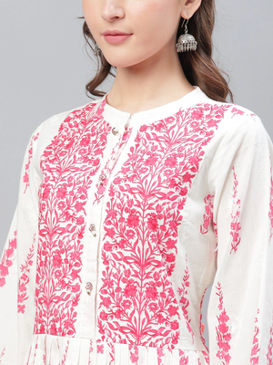 women white cotton floral printed a-line kurta 2