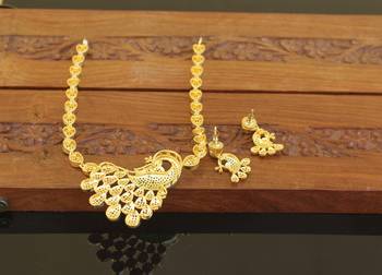 Designer gold plated cz peacock necklace set 3
