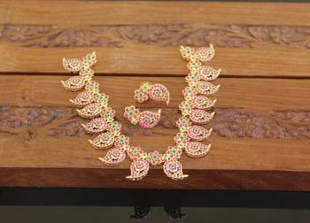Designer gold plated cz mango necklace set 1